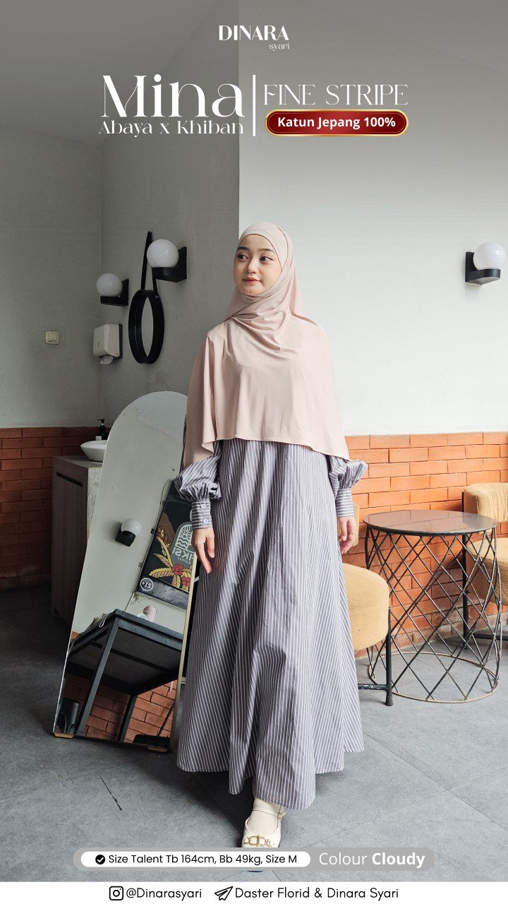 MINA ABAYA FINE STRIPE - Gambar 2