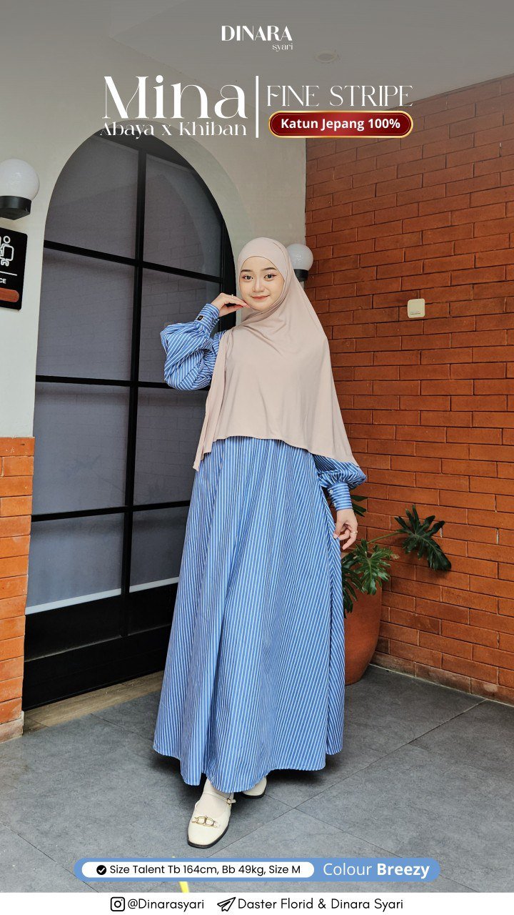 MINA ABAYA FINE STRIPE - Gambar 3