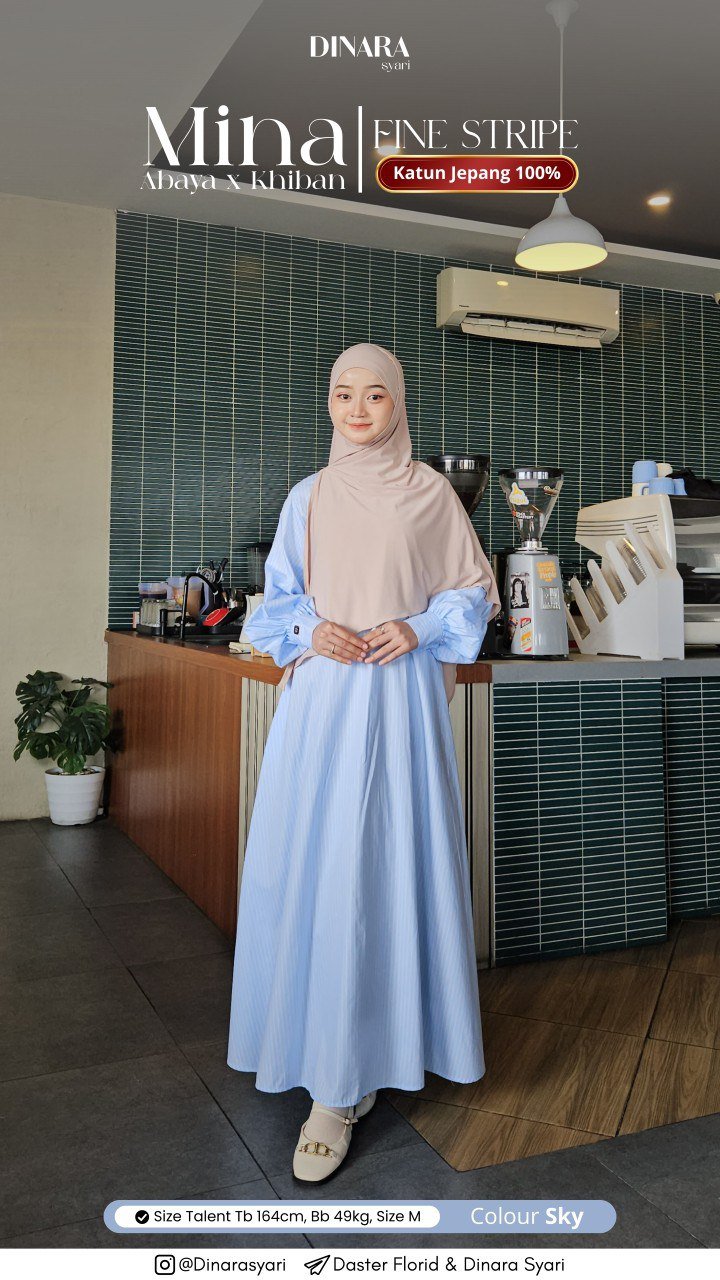 MINA ABAYA FINE STRIPE - Gambar 4