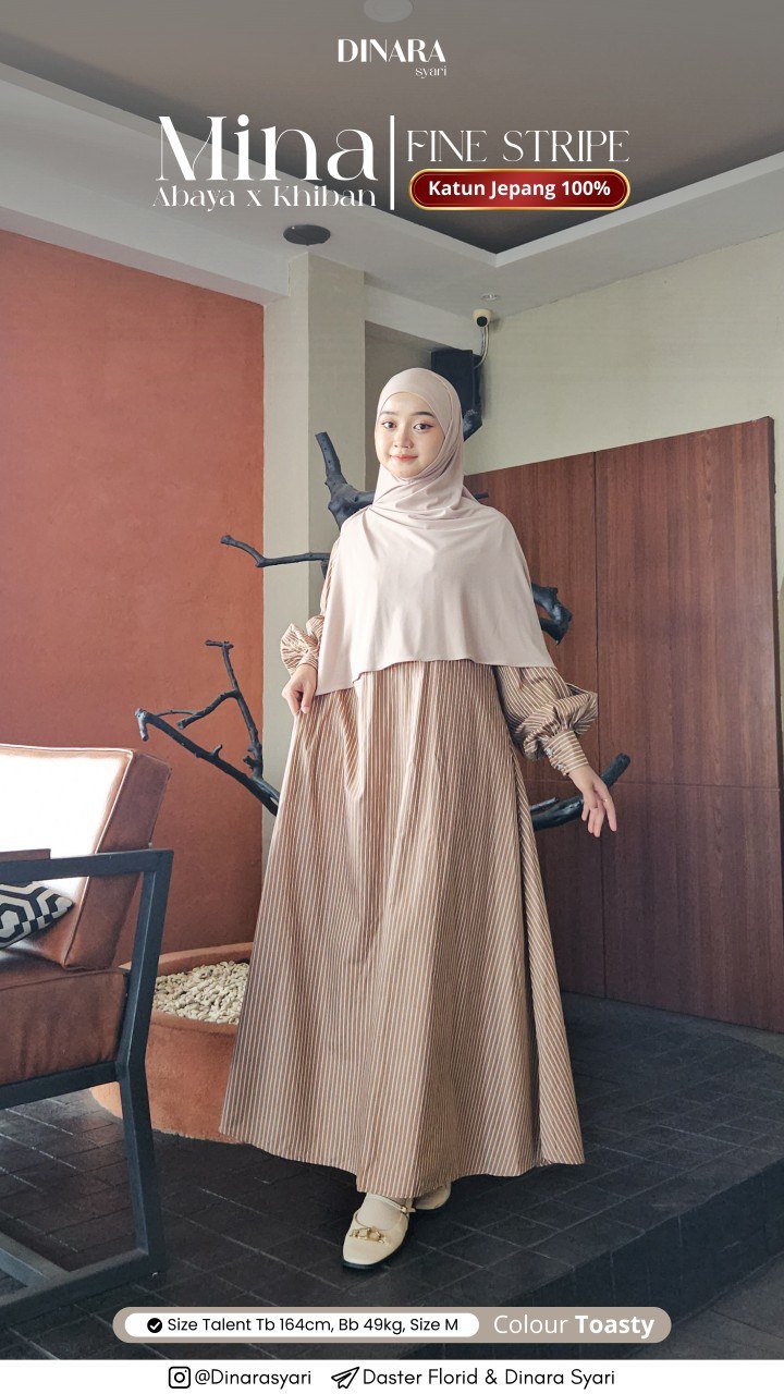 MINA ABAYA FINE STRIPE - Gambar 5