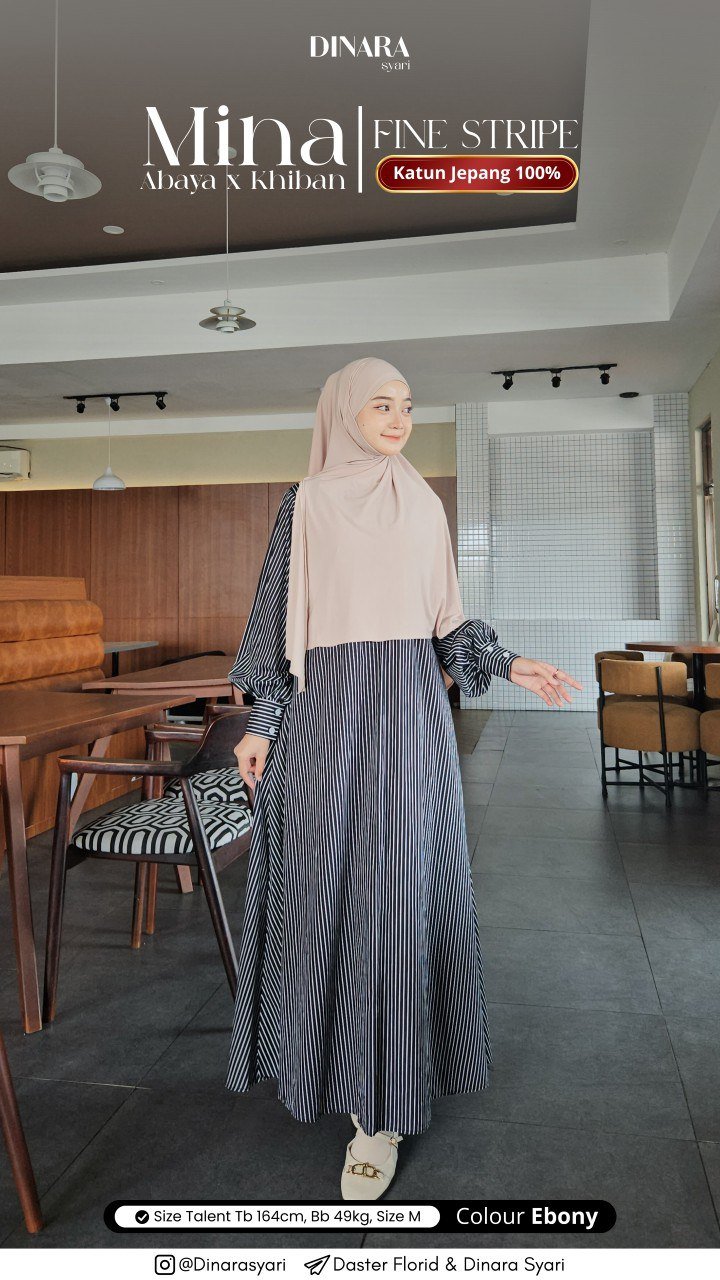 MINA ABAYA FINE STRIPE - Gambar 6